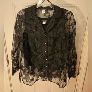 Vintage Dressbarn Woman Collection 2 Piece Tank And Sheer Jacket Size 16w Black